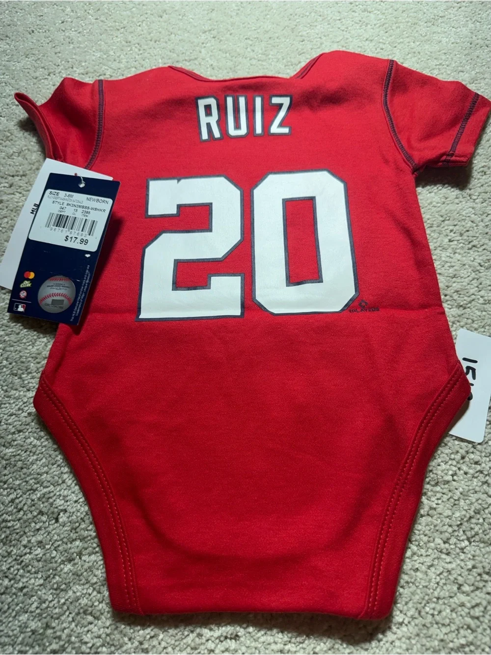MLB Washington Nationals Baby One Piece SIZE 3-6 MONTHS New With Tags.